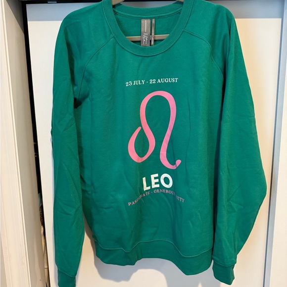Anthropologie Green Crewneck Sweatshirt Leo Gift NWT Large - Picture 2 of 7